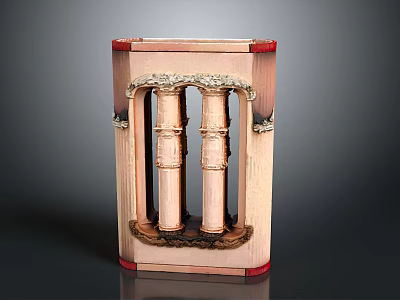 Ornate Classical Decorative Frame With Fluted Columns Red Borders And Intricate Details 3d model