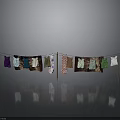 Colored Clothes Hanging On Outdoor Clothesline With Metal Stands On Reflective Surface