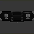 Black Suitcase With Silver Metal Corners Black Straps Small Pocket Metal Buckle And Black Handle