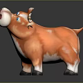 Orange Cartoon Cow Figurine With Blue Eyes Pink Nose And Cute Design