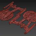 Futuristic Double Sci Fi Spaceship Models With Complex Structure And Illuminated Details 3d model