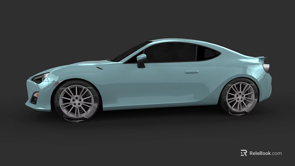 Light Blue Two Door Sports Car With Sleek Body And Silver Alloy Wheels 3d model 