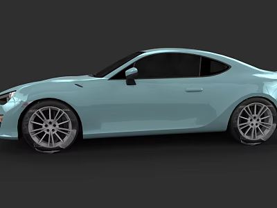Light Blue Two Door Sports Car With Sleek Body And Silver Alloy Wheels 3d model