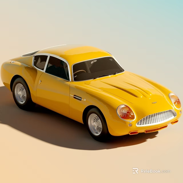 Yellow Vintage Sports Car With Classic Design And Smooth Body Lines 3d model 