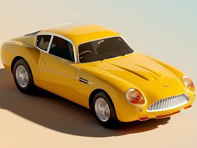 Yellow Vintage Sports Car With Classic Design And Smooth Body Lines 3d model