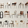 Various Modern Dining Chairs With Different Designs And Upholstered Wooden Frames 3d model