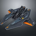 Futuristic Sci Fi Spaceship Model With Black Orange Sleek Design And Detailed Structure