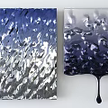 Modern Textured Metal Wall Decor With Blue Silver Gradient And Abstract Art Design