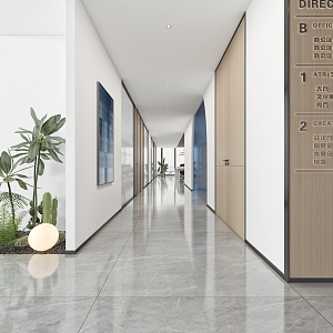 modern aisle office aisle 3d model