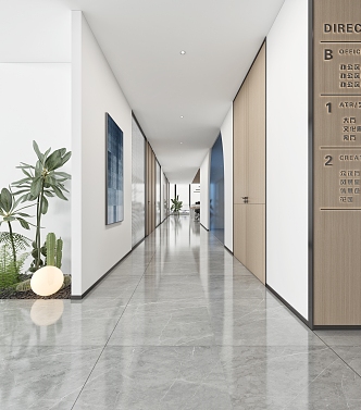 modern aisle office aisle 3d model