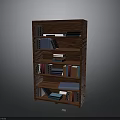 Classic Wooden Bookshelf Filled With Various Books On Multiple Shelves