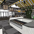 Modern Supermarket Department Store Interior With Shelves Display Areas Products And Hanging Lights