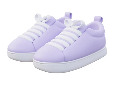 Stylish Purple Low Top Sneakers With White Laces And White Soles 3d model