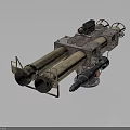 Vintage Double Barrel Weapon With Rusty Metal Components And Mechanical Gears Industrial Military Launcher Design