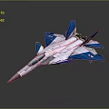Blue And White Fighter Jet Model With Detailed Aerodynamic Design Features