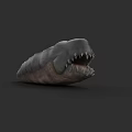 Gray Mythical Creature With Sharp Teeth Open Mouth And Elongated Body