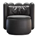 Modern Black Leather Single Sofa With Comfortable Backrest And Stylish Armrest Design 3d model