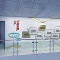 Party Themed Background Wall Featuring Golden Emblem Chinese Characters And Water Landscape Design
