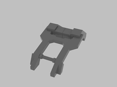 3D Modeled Gray Mechanical Bracket Connector with Rectangular Structures and Central Opening 3d model