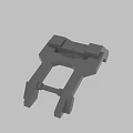 3D Modeled Gray Mechanical Bracket Connector with Rectangular Structures and Central Opening
