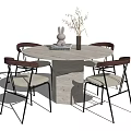 Modern leisure table and chair combination round dining table and chair 3d model