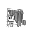 Multi Tiered Garment Rack With Dresses Shirts Bags Shoes And Luggage