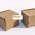 Two Brown Corrugated Cardboard Packaging Boxes With Simple Design On White Background 3d model