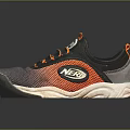 NERF Brand Sporty Sneakers With Gray Orange Mesh Upper And White Sole