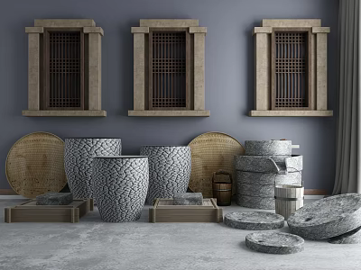 Chinese style stone ground sofa coffee table combination 3d model Chinese style stone ground sofa coffee table combination 3d model