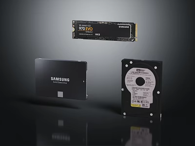 Samsung 990 PRO NVMe SSD SATA SSD and HDD Computer Storage Devices 3d model
