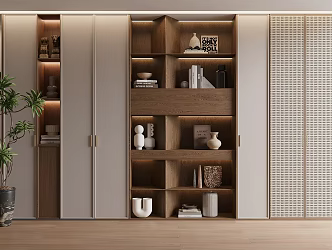 Middle Style Bookcase Decorative Cabinet 3d model