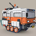 Cartoon Tank Orange And White With Tracks And Cannon Stylish Design And Fun Details