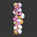 Decorative Circular Frame With Pink White Gold Balloons And Moon Star Ornament