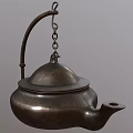 Vintage Bronze Ornament Decor Set with Hanging Teapot Shape Chain and Stand Design