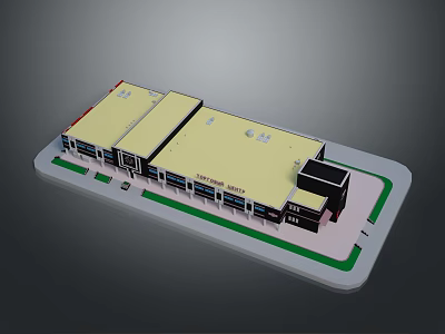 Modern Commercial Building Architecture With Connected Structures Green Landscape And Glass Facade 3d model
