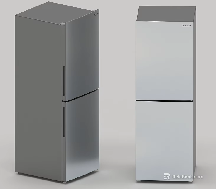 Modern Double Door Refrigerators In Gray And Silver Sleek Design For Home Use 3d model 