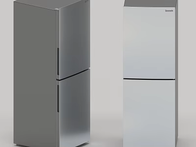 Modern Double Door Refrigerators In Gray And Silver Sleek Design For Home Use 3d model