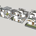 Modern Detached Villa Exterior Design With Multiple Units And Balconies 3d model