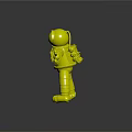 3D Astronaut Model Wearing Silver Spacesuit Yellow Boots Blue Helmet With Outstretched Arms