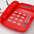 Red XIAMO Digital Telephone On Office Desktop With Stationery And Notebook