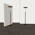 Modern Brown and Black Floor Lamp with Curved Metal Stand for Living Room