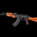 Classic AK Rifle With Wooden Stock Black Barrel And Detachable Magazine