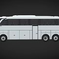 White Modern Coach Bus With Large Windows And Roof Ventilation System 3d model