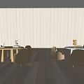 Kindergarten round table and chair combination 3d model