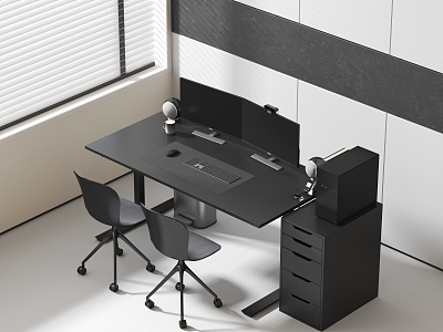 Modern computer desk and chair 3d model