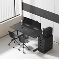 Modern computer desk and chair 3d model