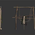 Rustic Wooden Scenic Structures With Vines Branches And Swing Elements