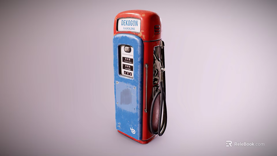 Vintage Dexterson Gas Pump With Red And Blue Classic Retro Design 3d model 