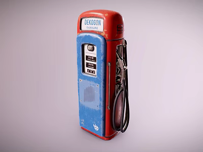 Vintage Dexterson Gas Pump With Red And Blue Classic Retro Design 3d model