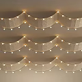 White Wave Shaped Decorative String Lights Hanging On Beige Background With Warm Glow 3d model